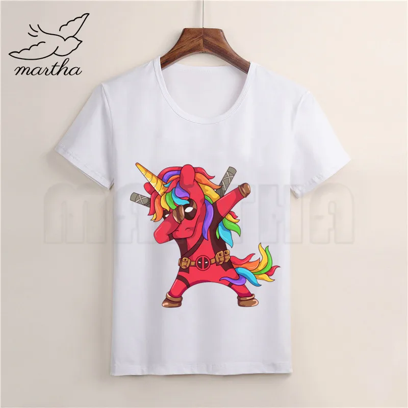 Дэдпул я Единорог белая футболка для маленьких девочек летние повседневные