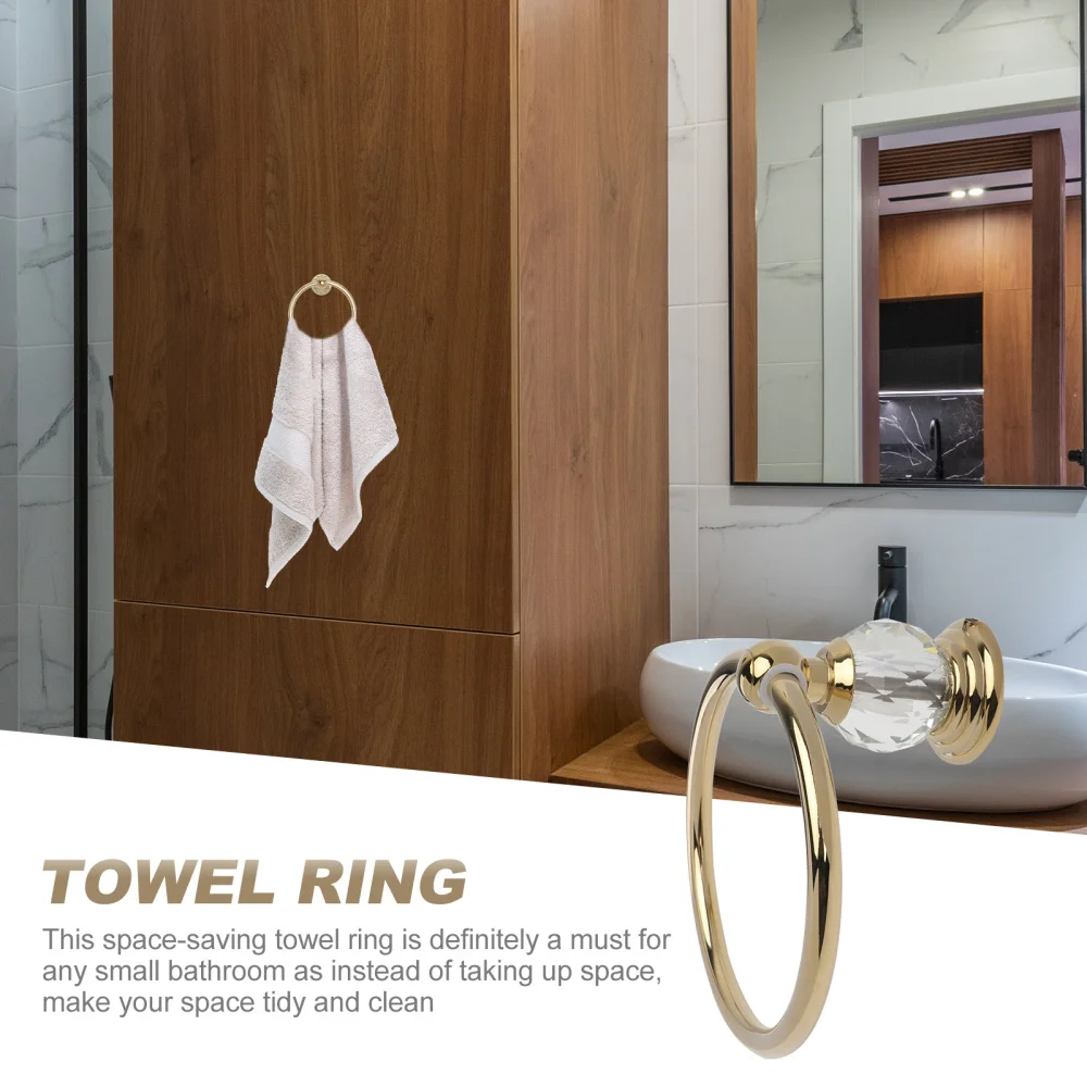 

1Pc Retro Bathroom Wall Mount Towel Ring Golden Towel Rack Bathroom Accessories