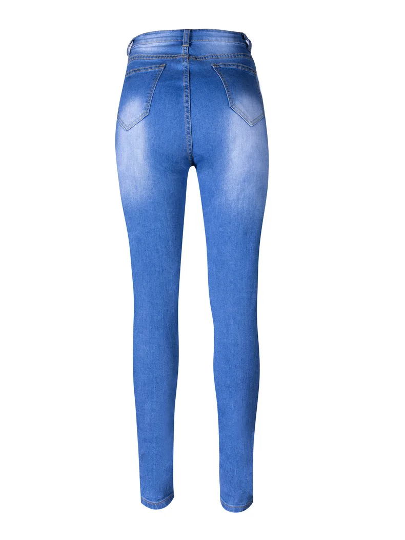 

Nuovi jeans da donna autunnali pantaloni in denim sexy strappati bianchi elasticizzati a vita alta alla moda europea e donna