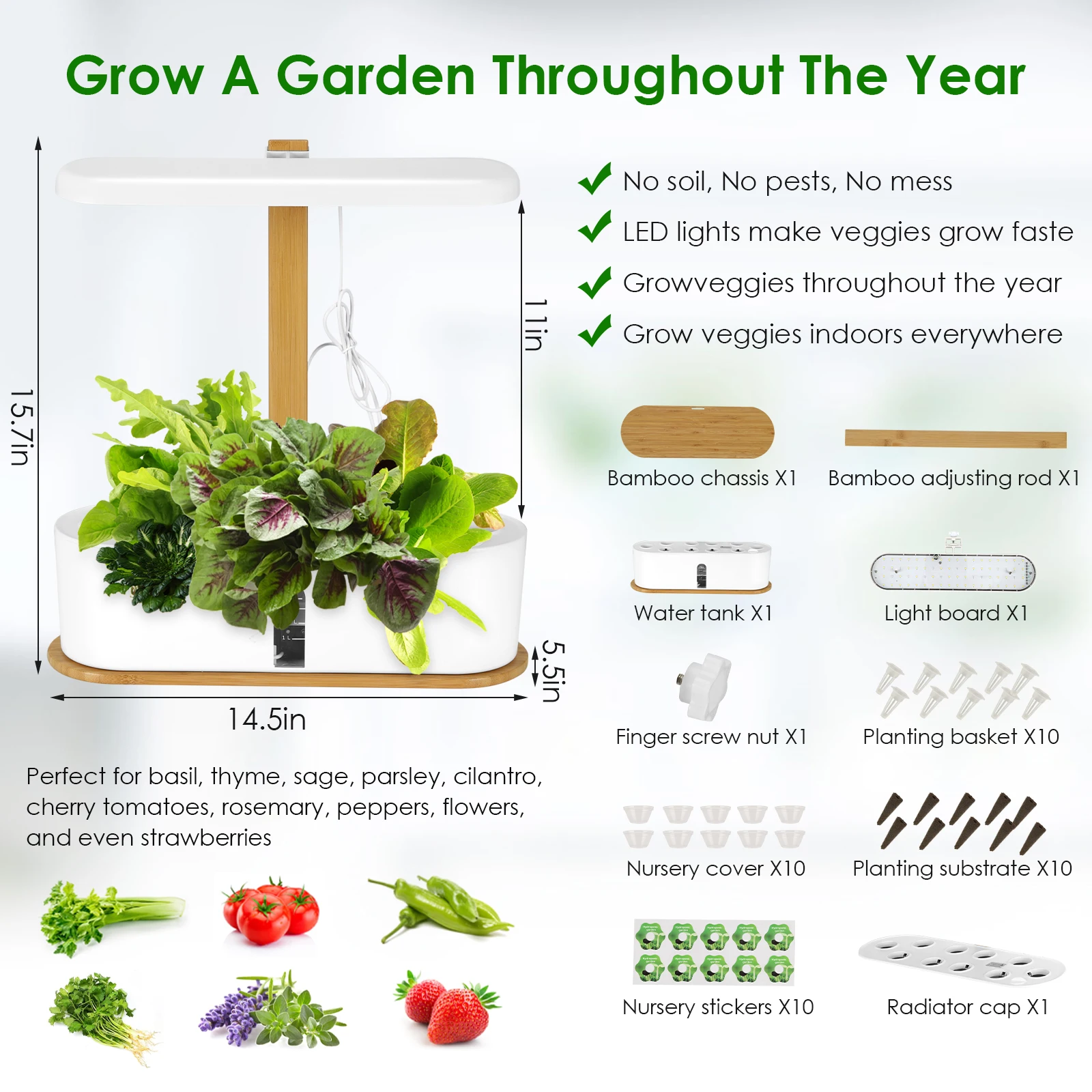 

Hydroponics Growing System Indoor Herb Garden Starter Kit With Led Grow Light Smart Garden Planter For Home Kitchen