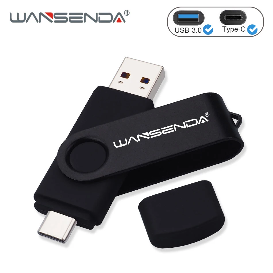 USB флеш накопитель WANSENDA 2 в 1 3 0 и Type C OTG 32 ГБ 64 128 256 512 высокоскоростной накопитель|USB