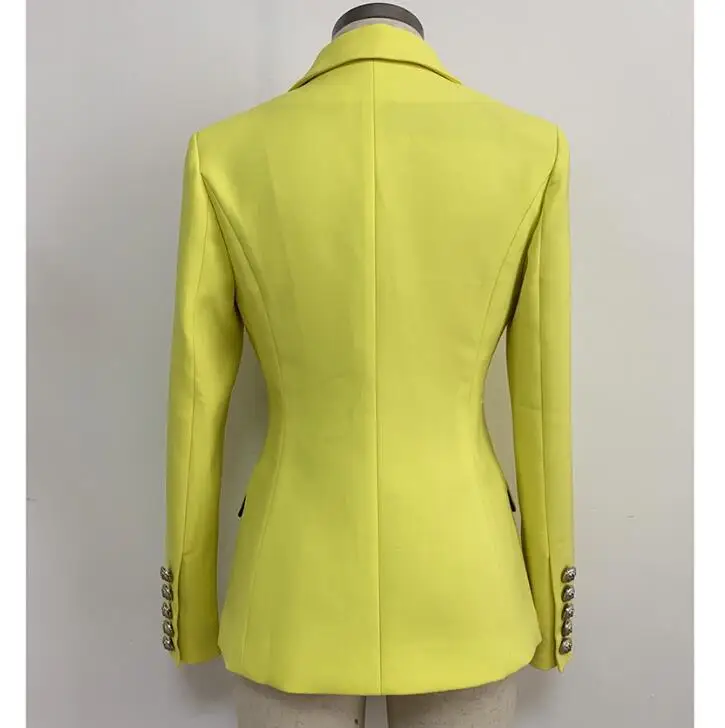 Женский элегантный винтажный хлопковый приталенный Блейзер желтый пиджак