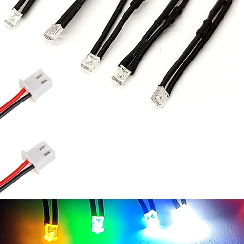 

100Pcs 24V 36V 48V 110V 220V Clear Squared 2*3*4mm LED With 20cm Red&Black Wire And PH2.0 Plug White Red Blue Green Yellow