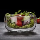 Двухслойная термостойкая стеклянная миска из боросиликатного стекла, столовая посуда в виде салата, мороженого, термостойкая столовая посуда в виде салата