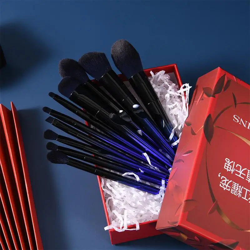 

Профессиональный набор кистей для макияжа, 10 синих цветов