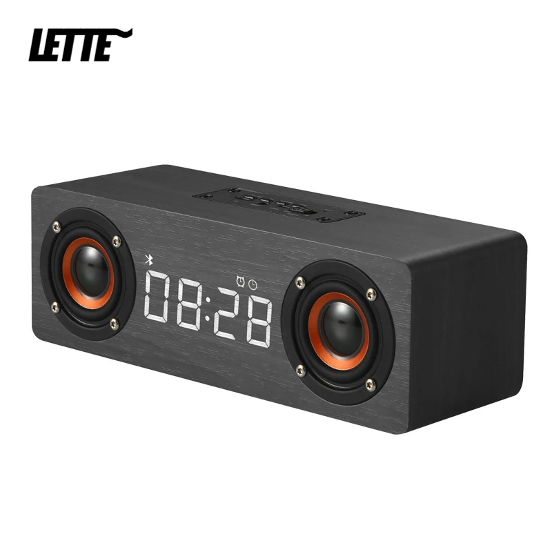 

10W Bluetooth Speaker Alarm Clock Wireless HiFi Bass Subwoofer AUX Input TF Card FM Portable Green Gray Column