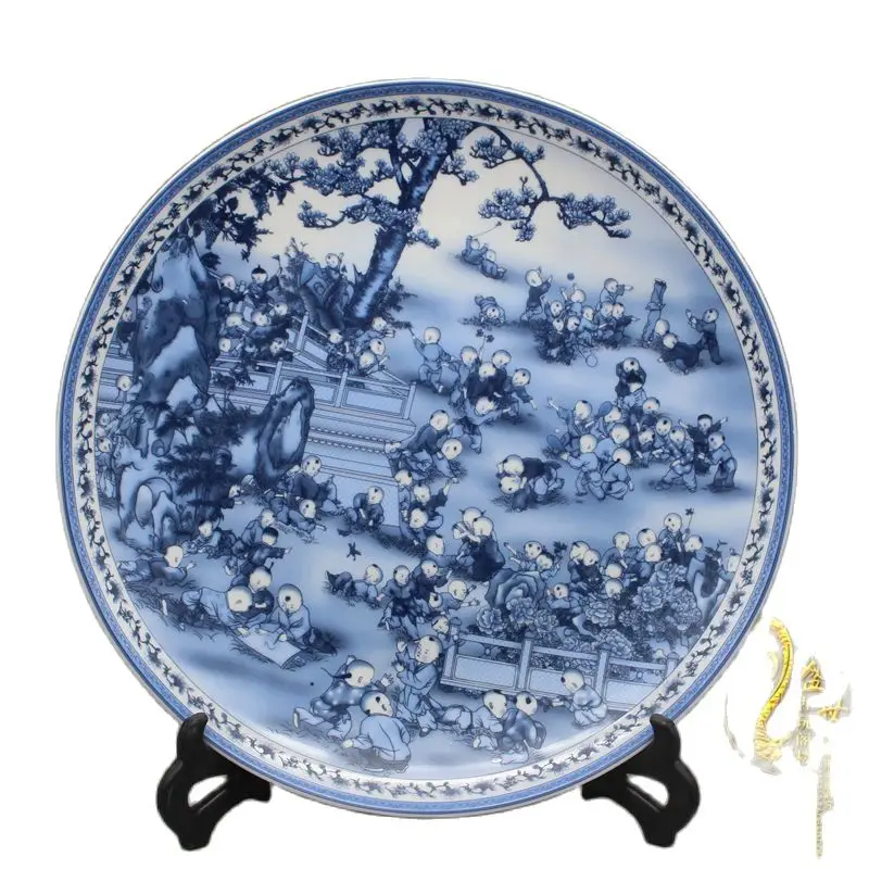 

Jingdezhen blue and white porcelain famille rose ceramic antique collection beizitou set the living room decoration decoration