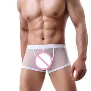 Боксеры мужские кружевные сетчатые Прозрачные Нижнее белье шорты боксеры сексуальные дышащие трусы удобные мужские плавки Cueca трусы