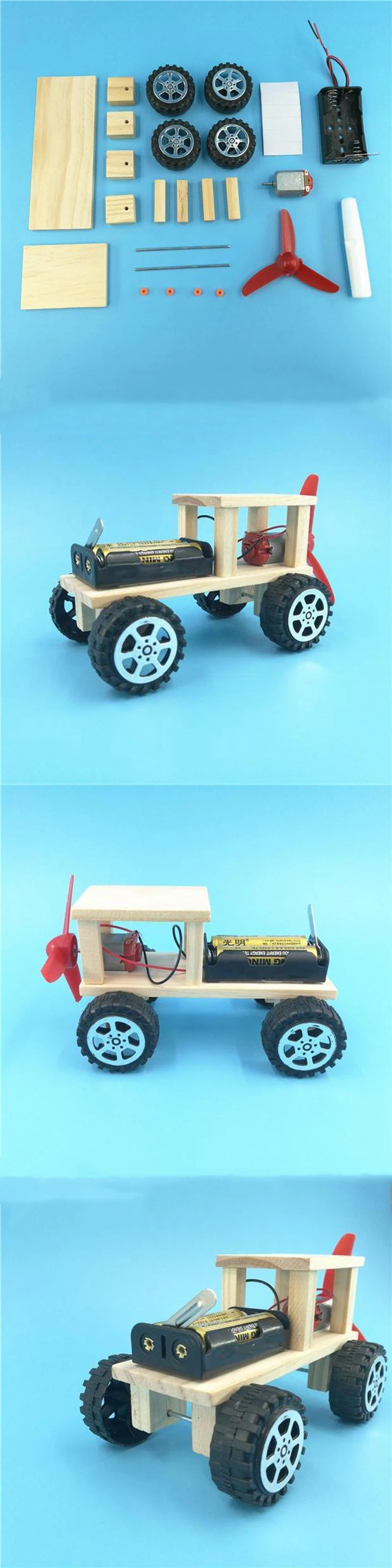 DIY model aircraft car electric glider wood plane car technology invention student experiment manual material model toy