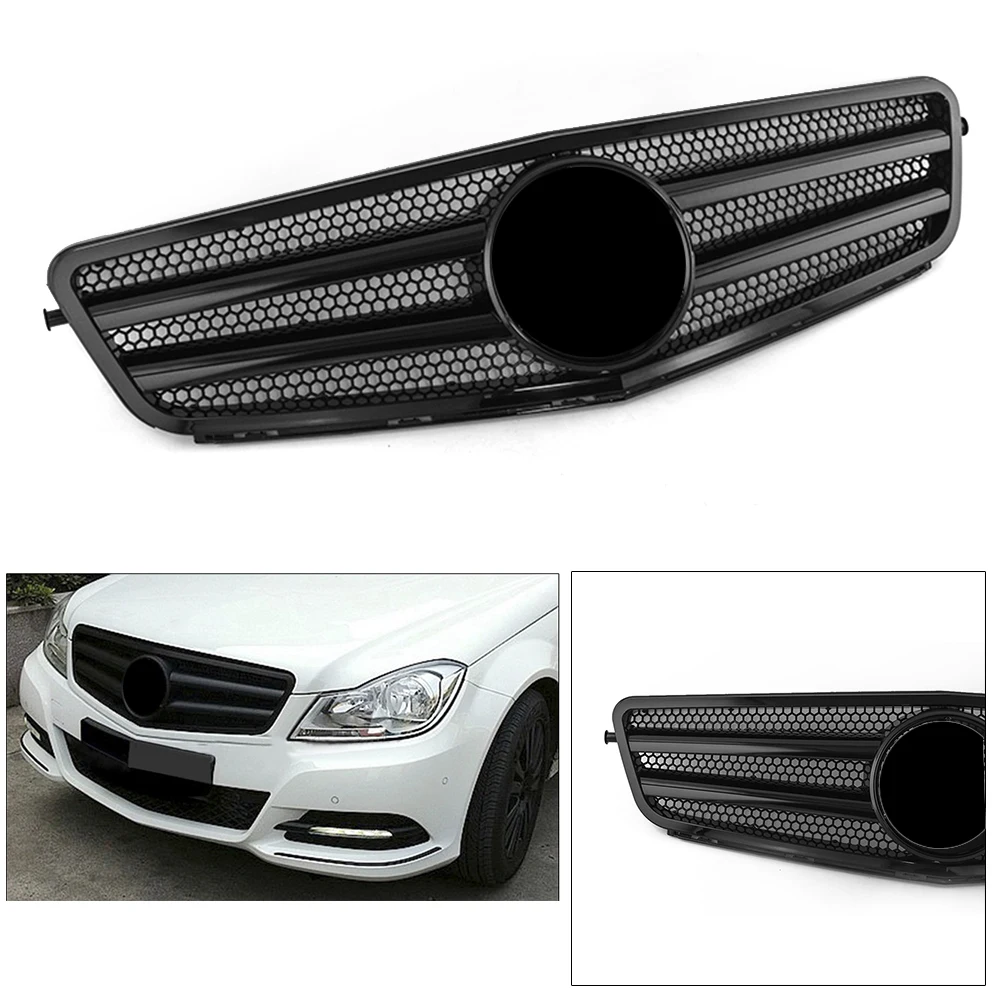 Передняя решетка автомобиля AMG Look верхняя для Mercedes Benz W204 C CLASS C63 C250 C300 C200 C350 2007 2012 2013