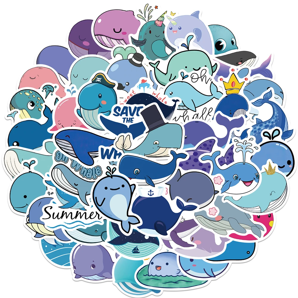 103050 pcs cartoon sea animal cute whale doodle stickers diy phone fridge laptop moto luggage skateboard kids toy stickers free global shipping