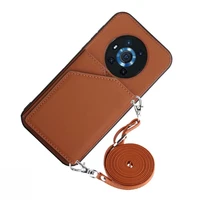 strap card case for huawei honor magic 3 p smart z y9 prime 2019 p40 lite p30 pro wallet pu leather necklace crossbody cover