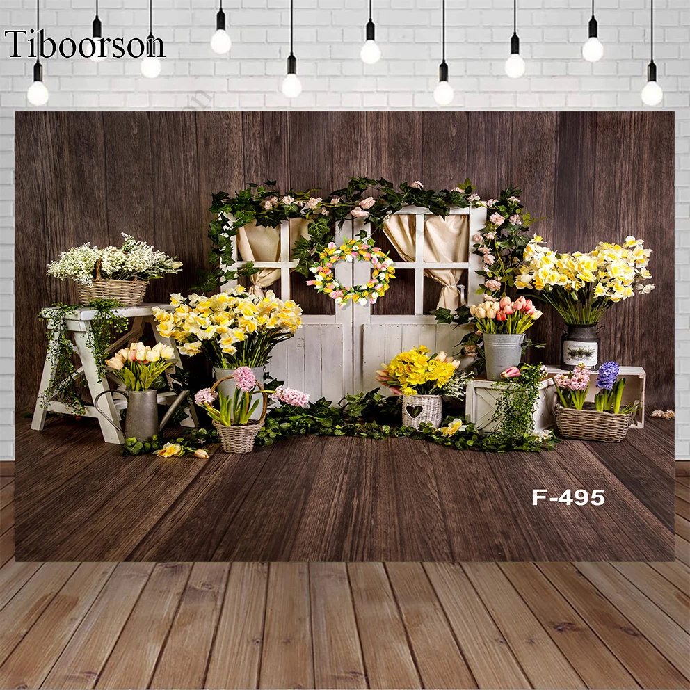 

Easter Photocall Green Background Flower Vintage Wooden Floor Backdrop Vinyl Photography for Photo Studio Photophone Shoot