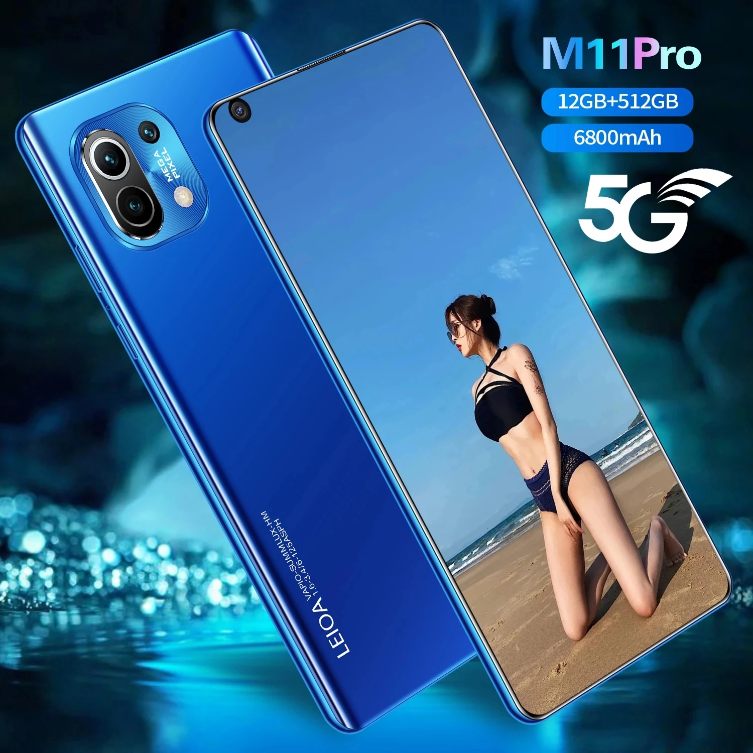 

Smartphone Xiao M11 Pro 7.3Inch HD Screen 4G/5G Android10 Face Recognition MTK6889 16+32MP Global Version Cellphone