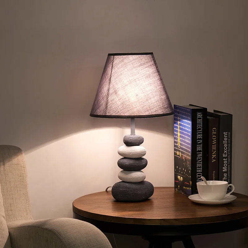

Cobblestone Desk Lamp Originality A Living Room Study Bedroom Bedside Student Dormitory Decoration Cloth Cover Desk Lamp
