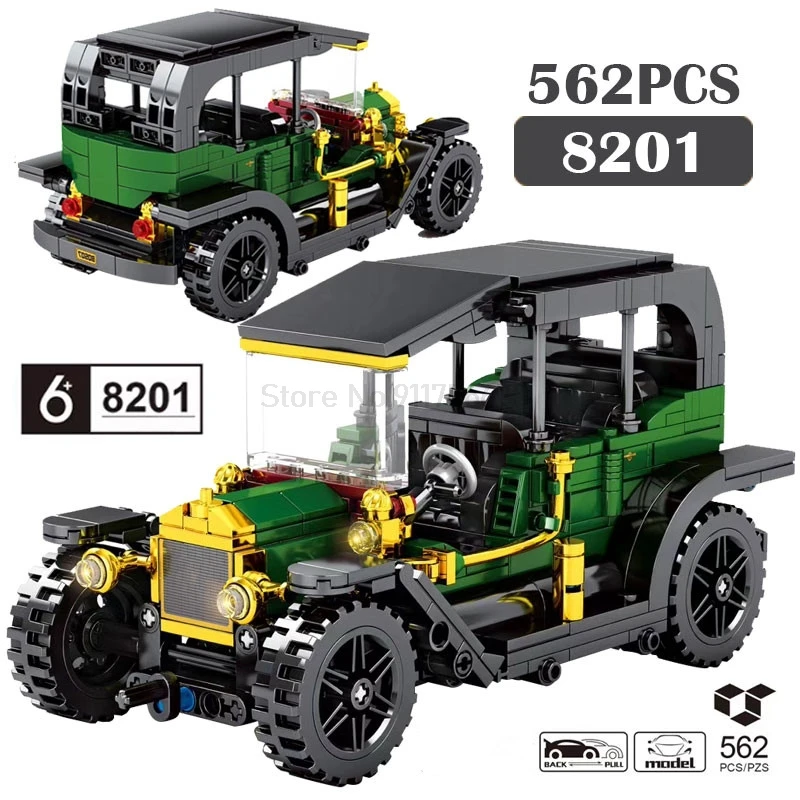 

562pcs City Classic Retro Vintage Car Pull Back Sports Cars Model Building Blocks Assemblage Bricks Educational Toys For Kids
