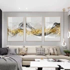 Нордический современный минималистсветильник лый роскошный фон для дивана в гостиной креативная чернильная Золотая фольга птица Триптих Печать на холсте