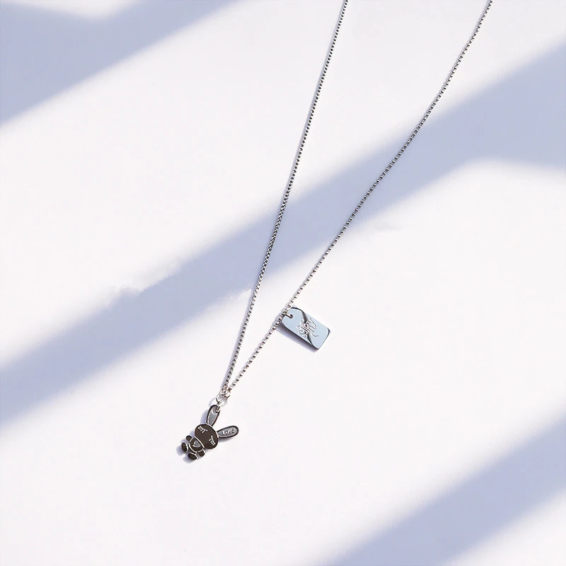 

TOSOKO Stainless Steel Jewelry Square Brand Animal Rabbit Pendant Necklace Lovely Clavicle Chain For Women BSP808