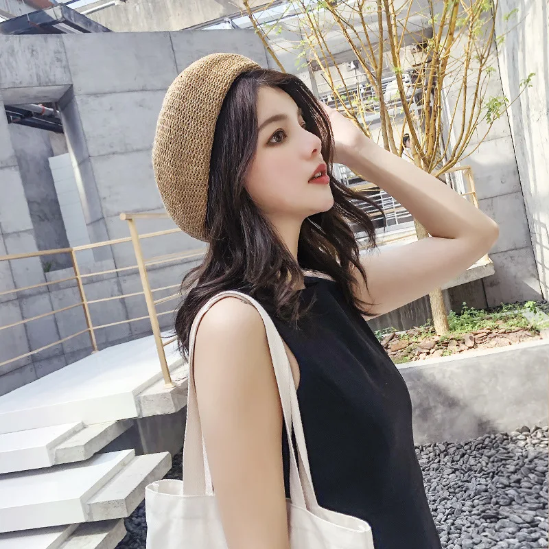 Новый соломенный берет для ретикуляции женские осенние шапки с плетением