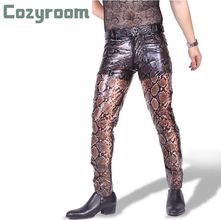 

2021 Новые повседневные питона полу-прозрачная искусственная кожа ПУ Спортивная кожаная Сексуальные облегающие брюки спортивные брюки прям...