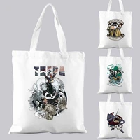 shopping bag fashion canvas bag handbag casual shoulder bag commuter white reusable harajuku samurai pattern printed tote bag
