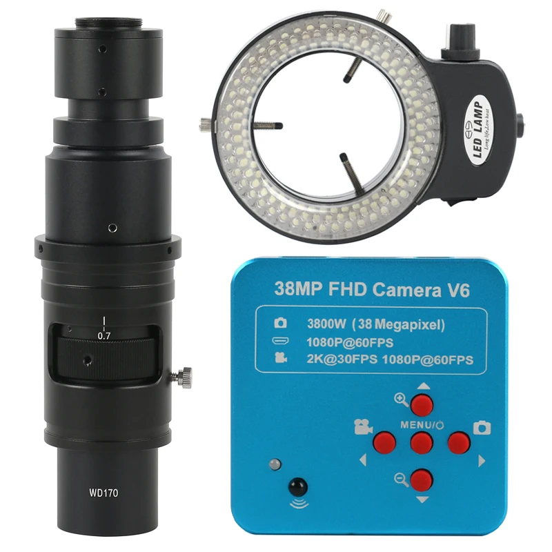 

Промышленный электронный цифровой видеомикроскоп 48 МП, 38 МП, HDMI, USB, камера + регулируемый объектив 105x C-крепление для пайки телефона PCB