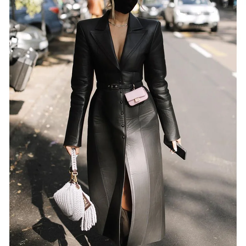 Новинка длинные пальто ZOEPO с отложным воротником модные женские Куртки из