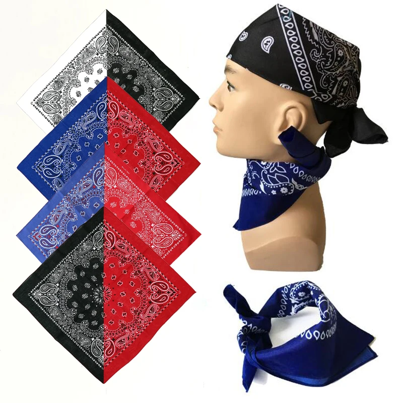 

Two-Color Fashion Hip Hop 100% Cotton Bandana Square Scarf 54cm*54cm Black Red Paisley Headband Printed For Women/Men/Boys/Girls