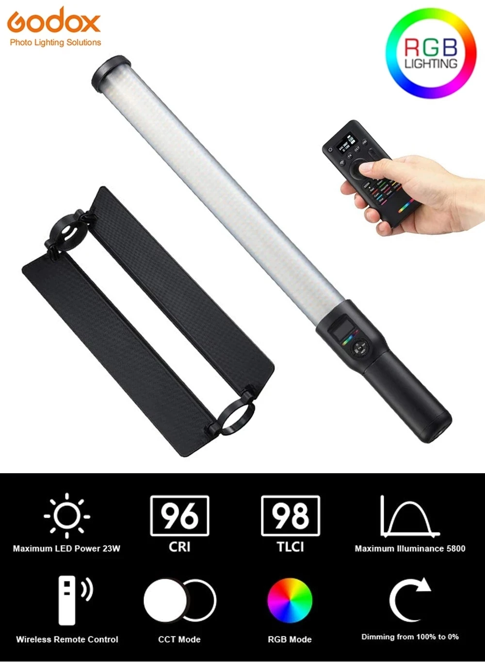 GODOX LC500R RGB полноцветные ручсветодиодный светодиодные светильники 2500K-8500K, пульт дистанционного управления, литиевая батарея для видеосъемки