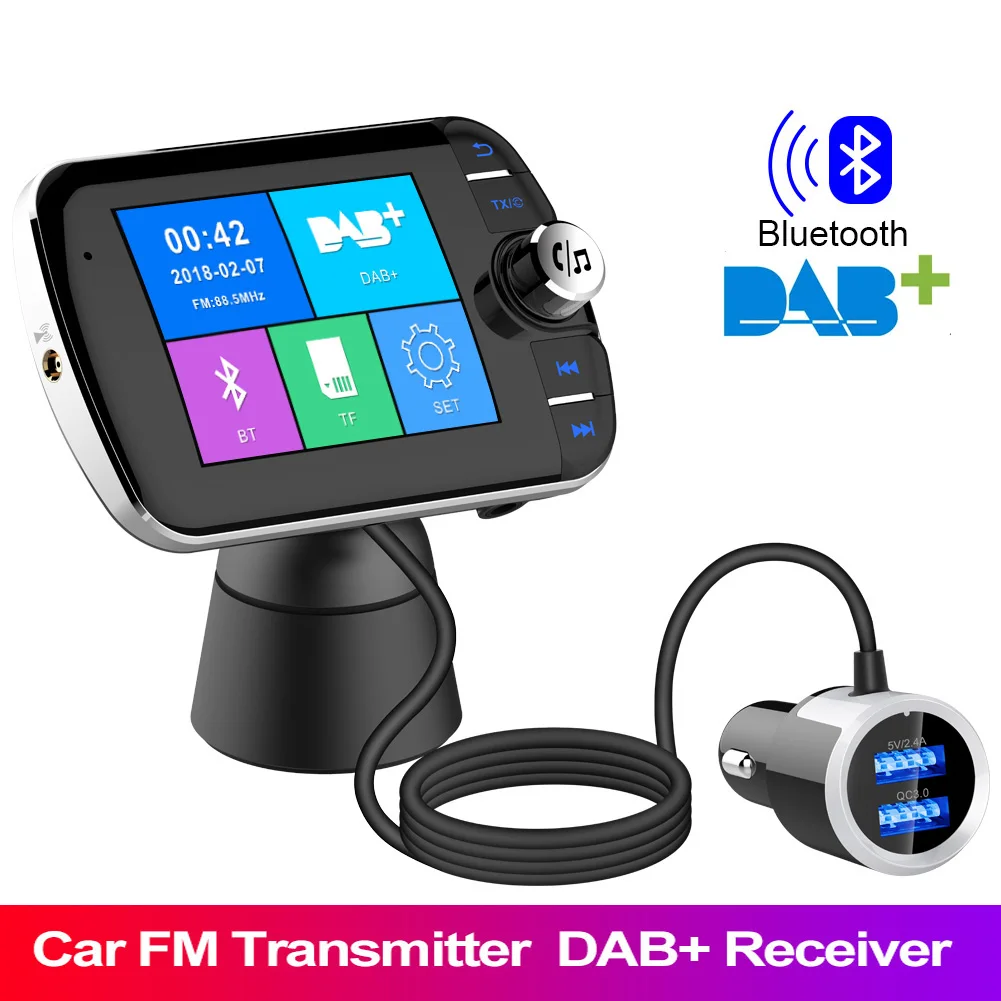 

lamjad Car Radio DAB+ Radio Tuner Digital Broadcasting Receiver with FM Transmitter Converter Plug and Play Adaptor USB Charger