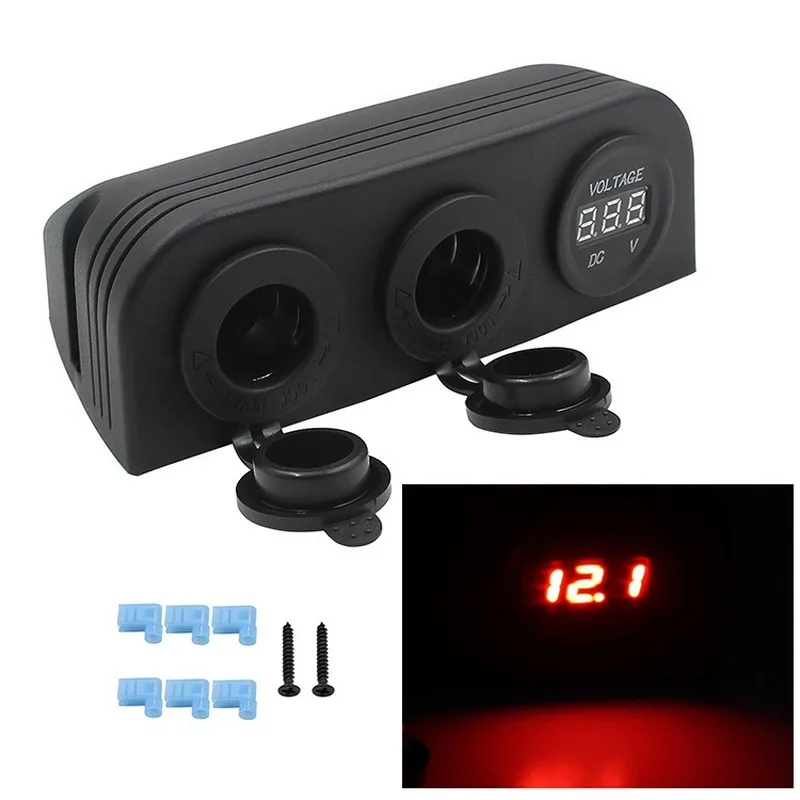 

12-24 в автомобильный прикуриватель с зарядным устройством и USB-адаптером питания и светодиодсветодиодный цифровым вольтметром