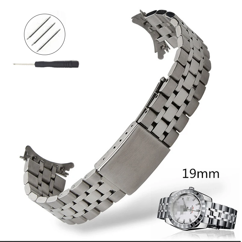 Enlarge 19mm Curved End Straps For Tudor Princes Series Watchband Full Stainless Steel Bracelet Wrist Band Folding Buckle Accessories