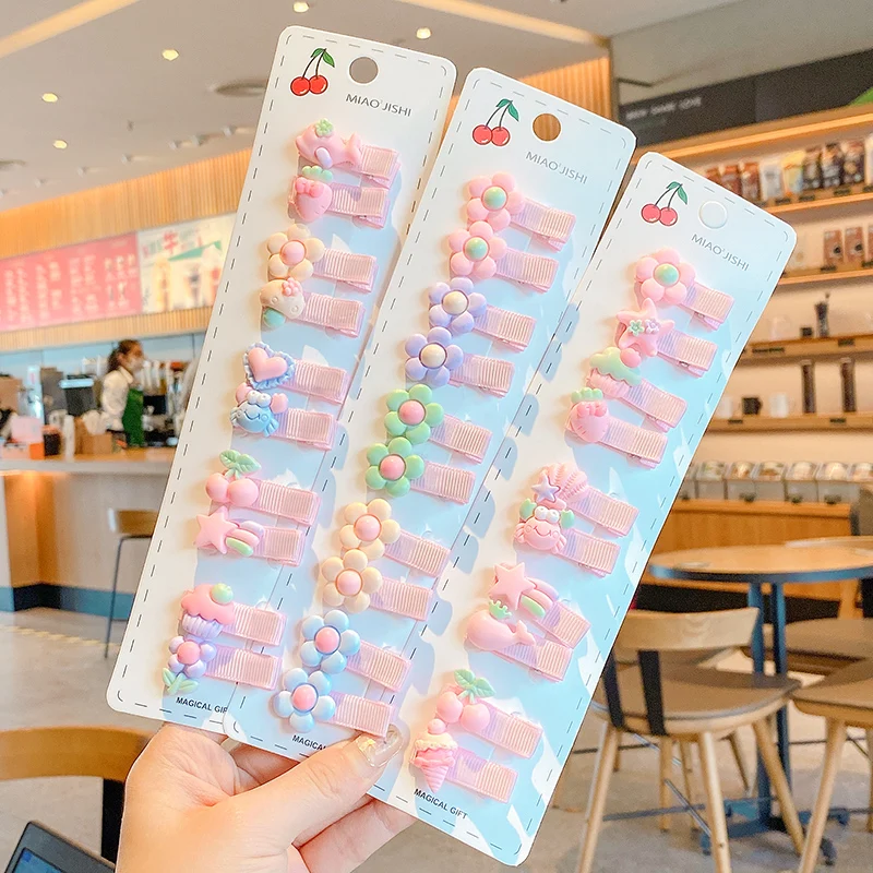 

10 Pcs/Set Children Cute Cartoon Fruit Ornament Hair Clips Girls Baby Lovely Sweet Barrettes Hairpins Gift Kids Hair Accessories