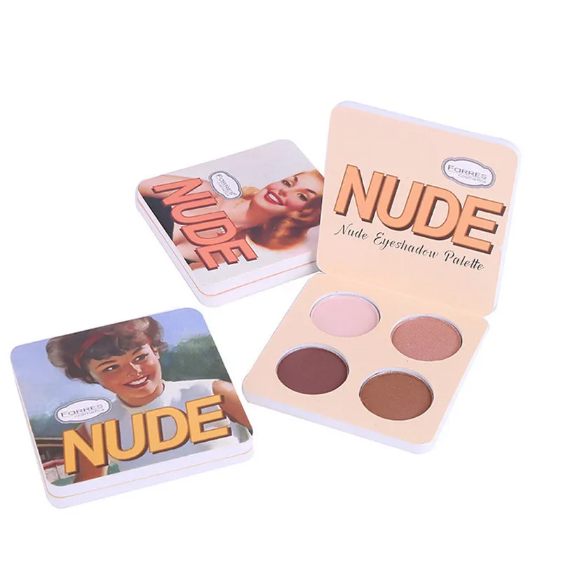 Палитра матовых теней для век 4 цвета нюдовые минералы пигменты блестящие тени