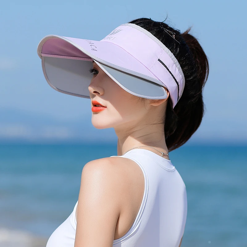 

Sun Hat FemaleSummer Outdoor Sports Anti-ultraviolet Cap Empty Top Hat Retractable Wild SunscreenBeach Hat