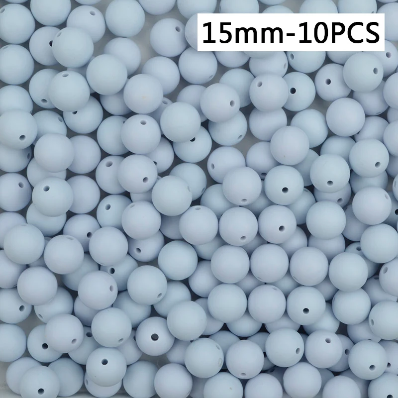15mm-10PCS Силиконовые бусы 9/12/15 мм Детские Прорезыватель для зубов круглый Прорезывания Зубов Силиконовые Бусины Perle силиконовый зубного прикуса станет заметно Прорезывания Зубов Бусины для изготовления ювелирных изделий - Цвет: 15mm-10PCS