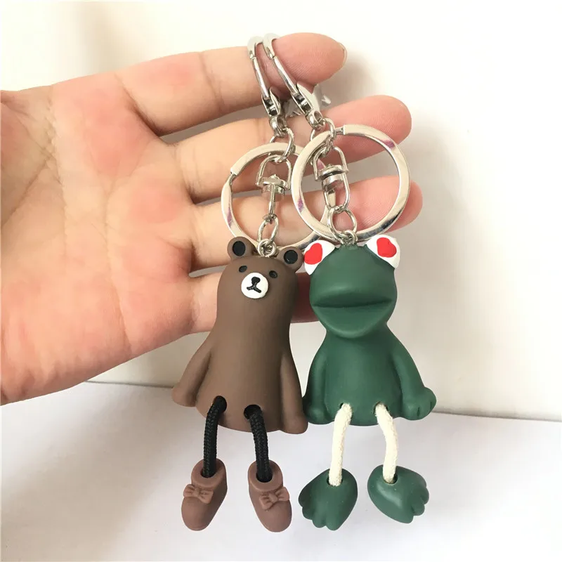 1 шт мультфильм лягушка медведь автомобиль кольцо для ключей брелок женщин
