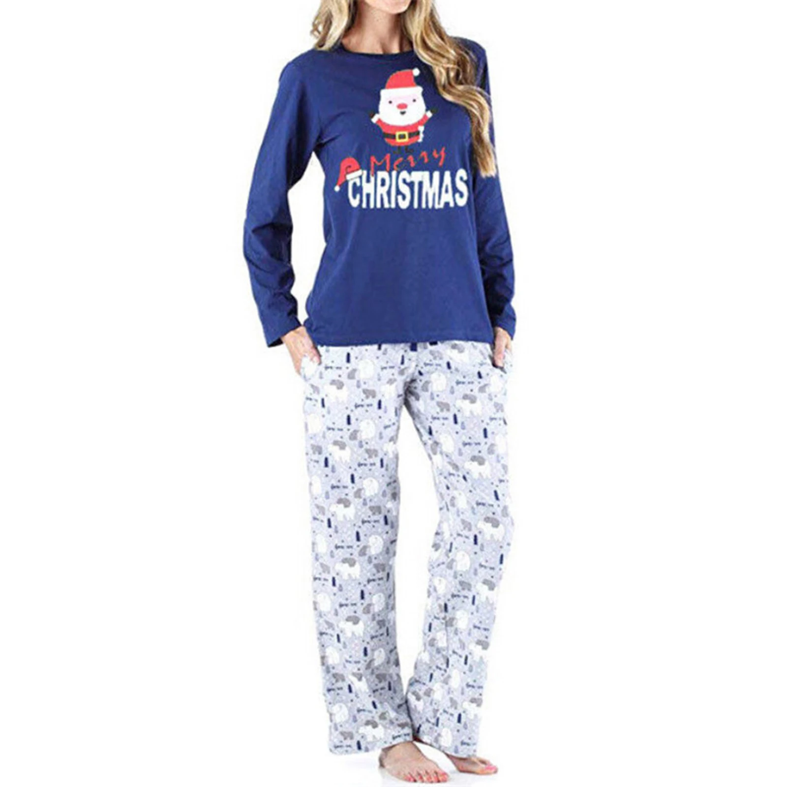 

Cotton Christmas Pajamas Santa Kids Baby Adults Sleepwear Nightwear Printed Homewear Family Pajamas JL