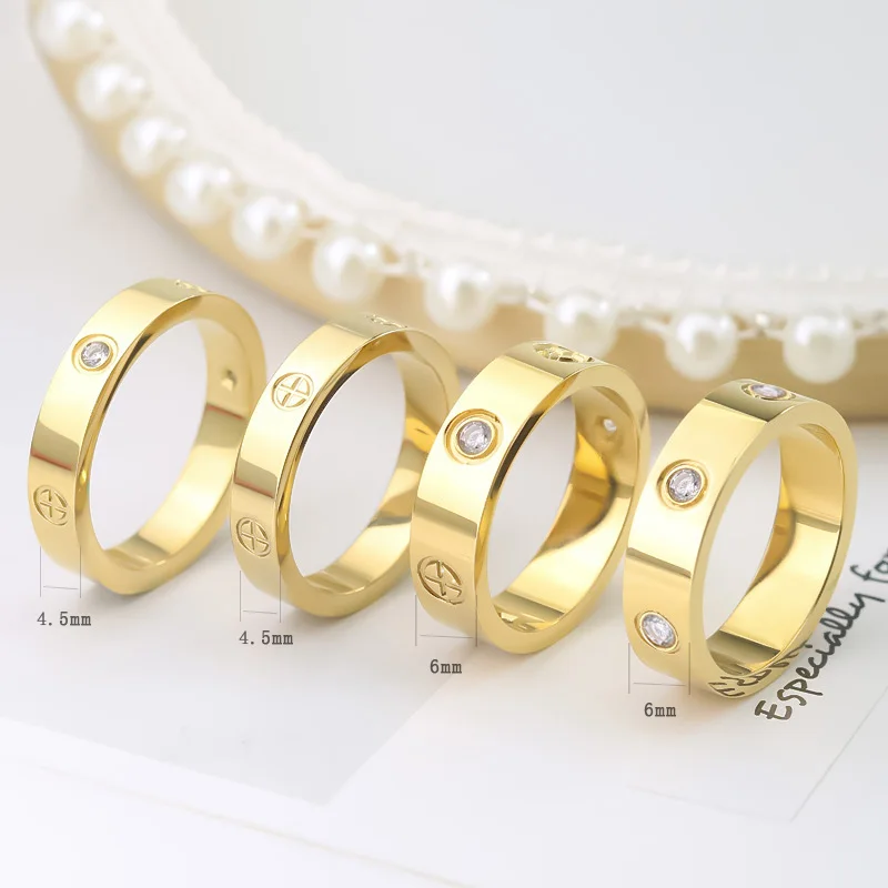 Модные циркониевые парные кольца с камнями и крестообразным винтом для женщин