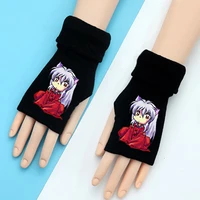 japanese anime inuyasha half finger gloves fans boys girls autumn winter warm cartoon mittens gift gloves cosplay