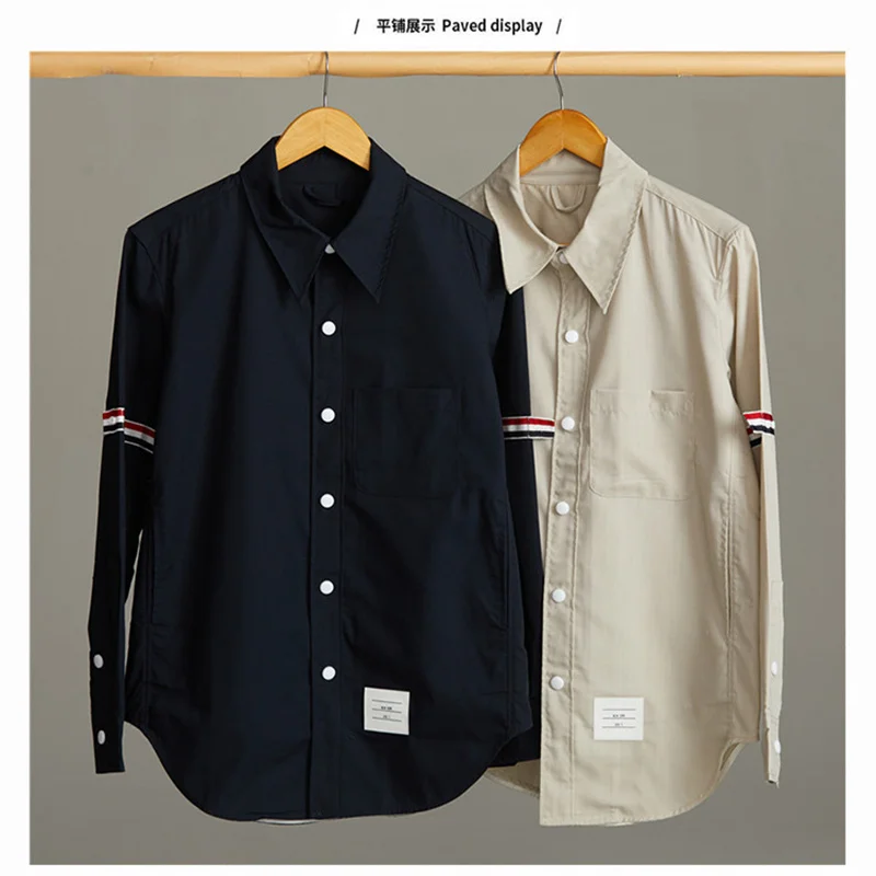 

2021 Fashion Brand Shirts Men Slim Long Sleeve Casual Shirt Spring Autumn Stripes Cotton Solid Men's Clothing