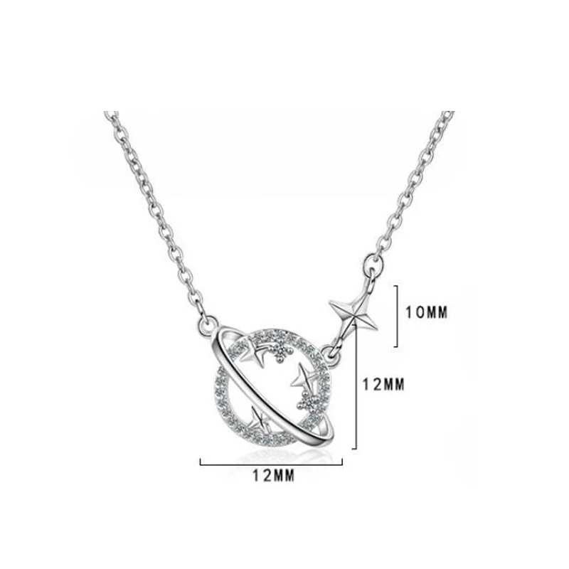 

New Womens Necklaces Pendants for Wedding Party 925 Sterling Silver Jewelry Star Planet Chokers Necklace Valentine's Day Gift