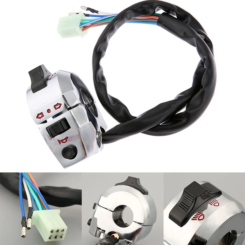

Motorcycle Handlebar Switch Control Light Signal Blinker Horn Switch Silver Plated Handle Switch For Moto Dirt Bike 7/8 Inch