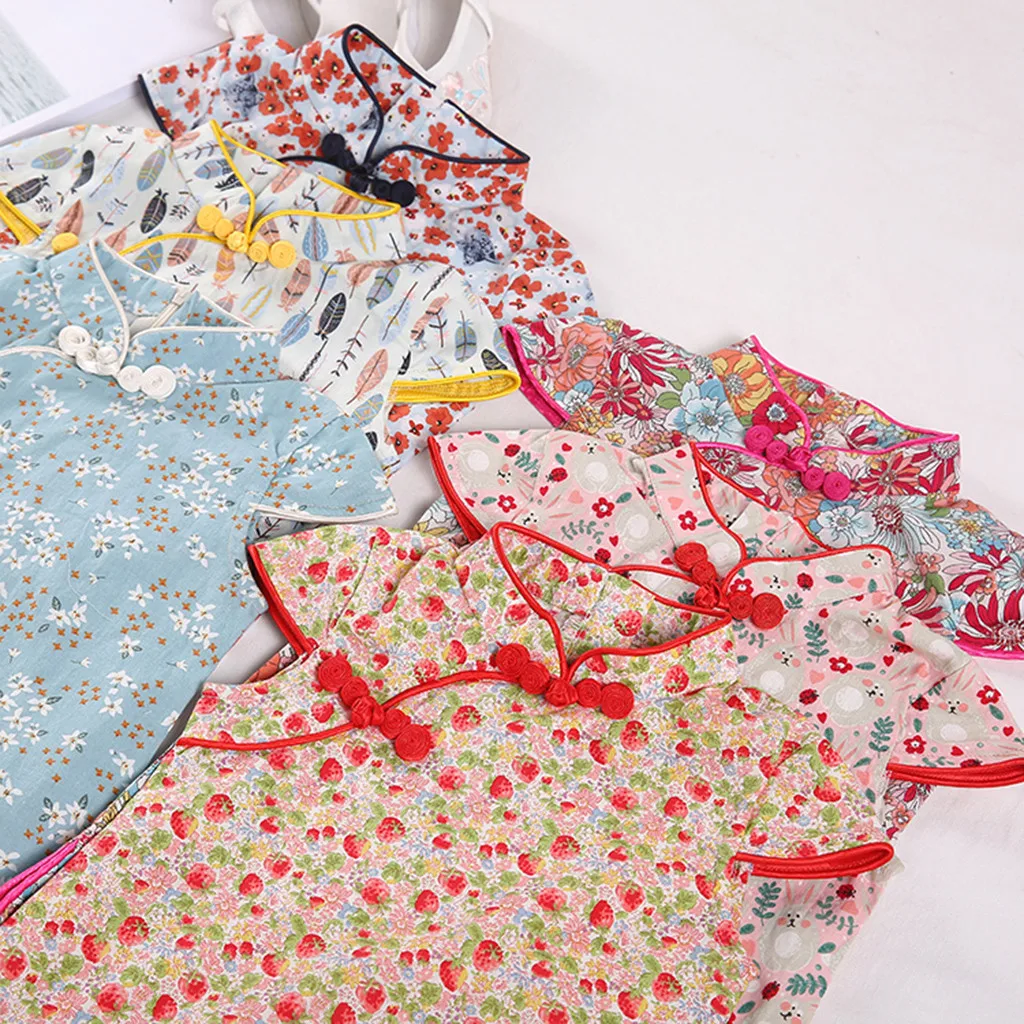 LONSANT/платье для маленьких девочек платье принцессы в китайском стиле с цветочным