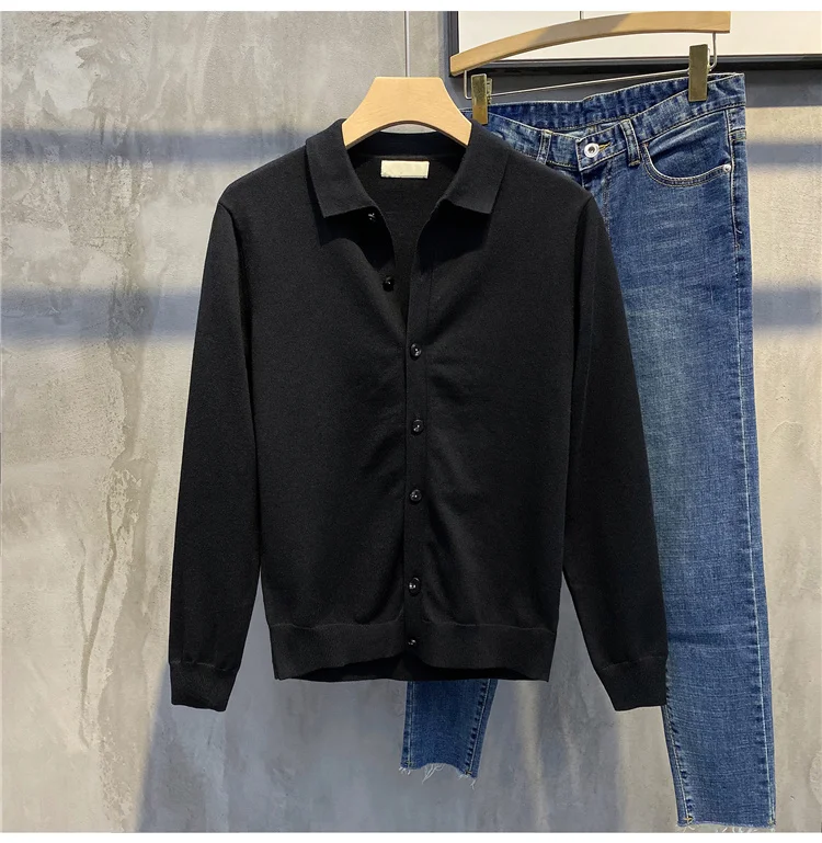 

Autumn Men Winter Fashion Slim Knitted Coats Male Solid Color Lapel Sweater Jackets Men's Casual Cardigan Overcoats O176