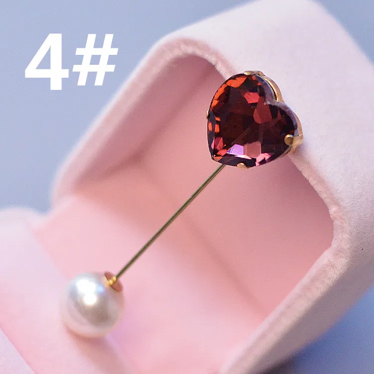 Fashion Colorful Rhinestone Simple Heart Brooch Vintage Brooch Fashion Hijab Pins and Brooches Clothes for Women Gift 3pcs - Окраска металла: red