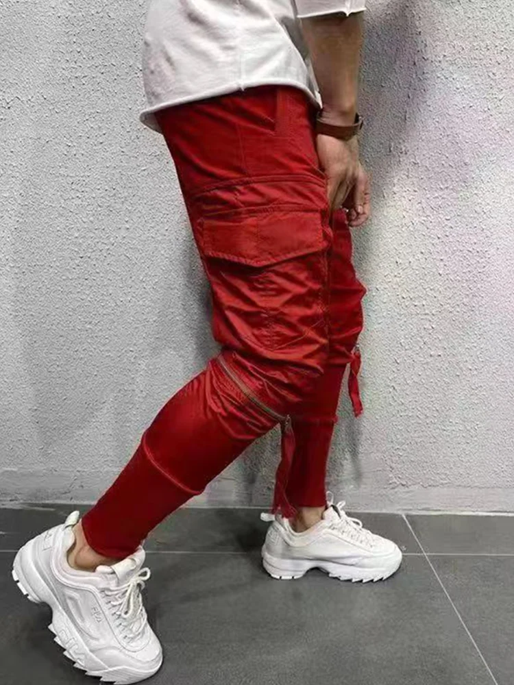 

New Pocket zipper pants style stitching men's casual fashion pants men's track pants T362