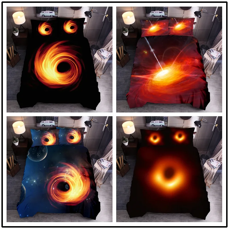 Домашний текстиль с рисунком звездного неба черной дыры милого мишки 2/3 комплект