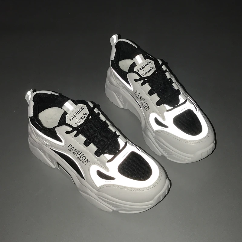 Повседневная обувь новинка женская модные светоотражающие светящиеся кроссовки