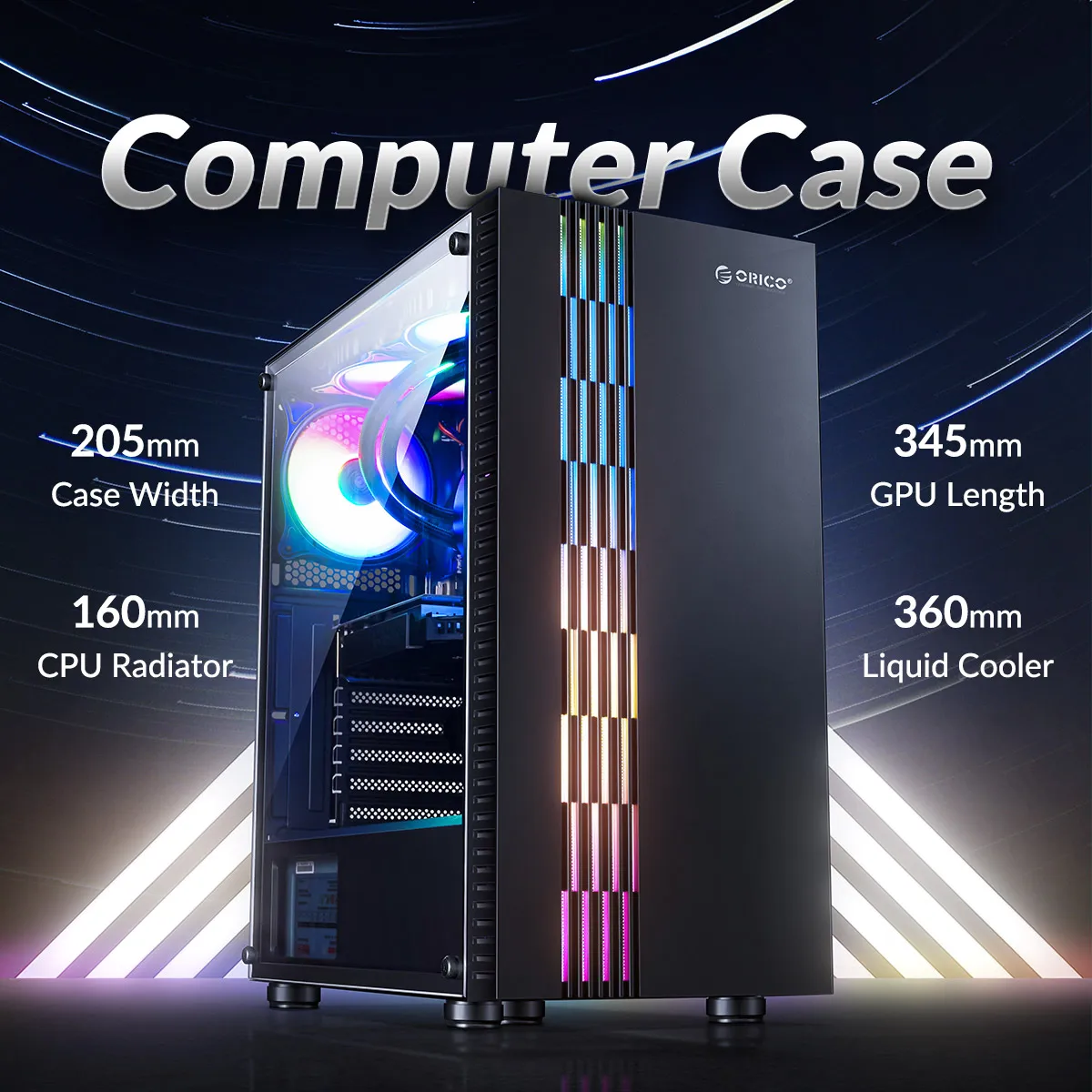 ORICO компьютера чехол USB3.0 компьютерных игр закаленное Стекло поддерживает блок